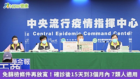 免篩檢條件再放寬！確診後15天到3個月內 7類人適用